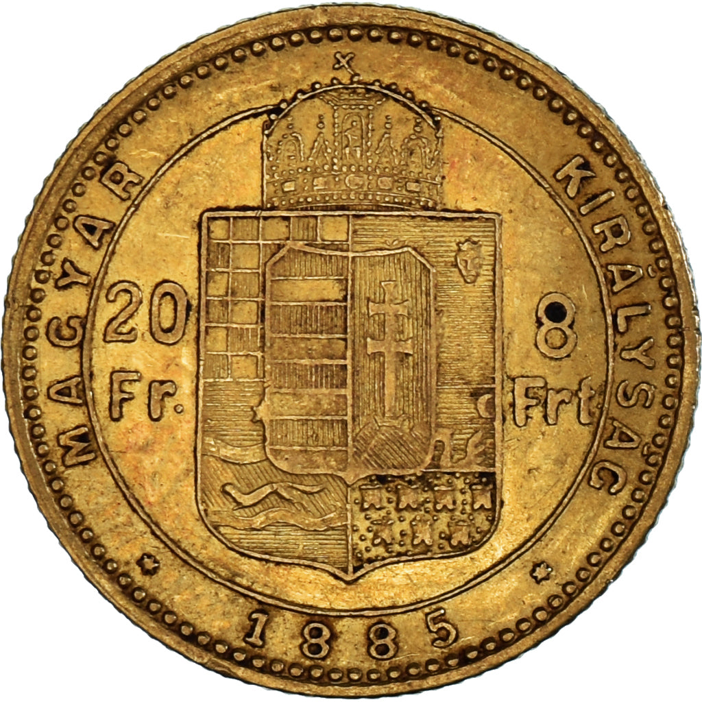 Monnaie, Hongrie, Franz Joseph I, 8 Forint 20 Francs, 1885, Kormoczbanya, TTB+