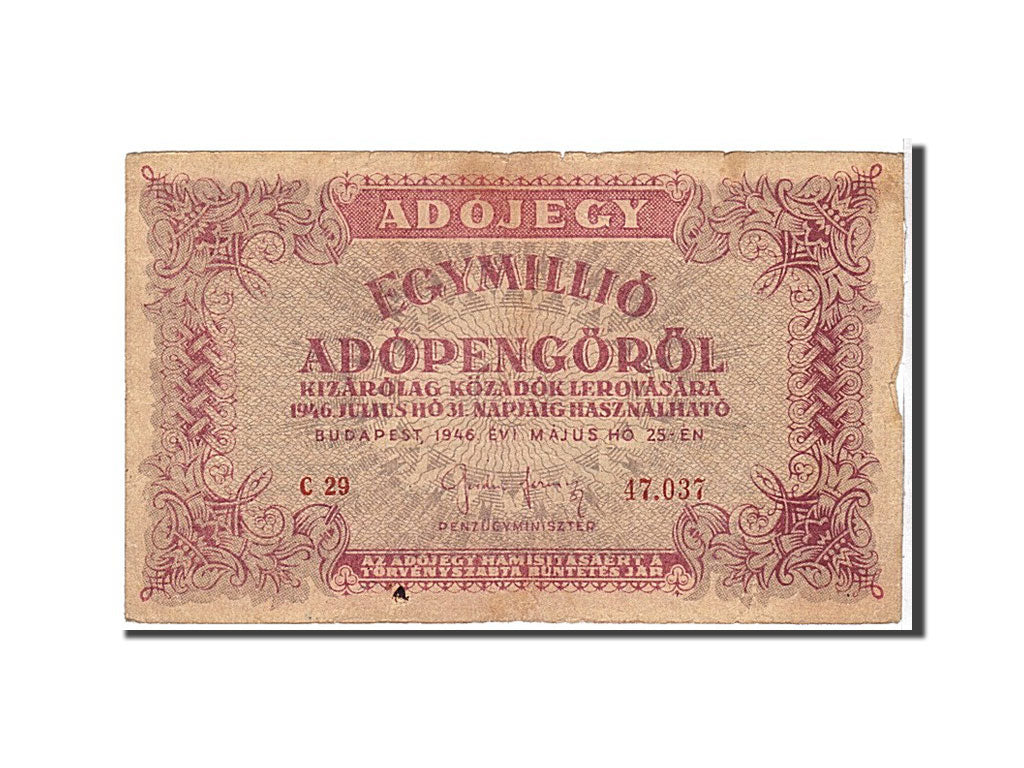 Hungary, 1,000,000 (Egymillió) Adópengö, 1946, KM #140a, VF(20-25)