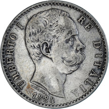 Coin, Italy, Umberto I, 2 Lire, 1884, Rome, VF(30-35), Silver, KM:23
