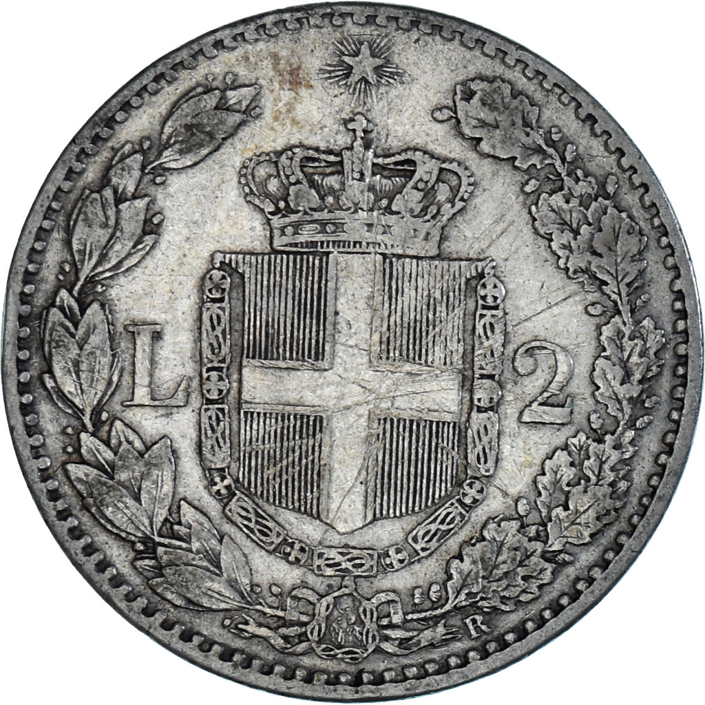 Coin, Italy, Umberto I, 2 Lire, 1884, Rome, VF(30-35), Silver, KM:23