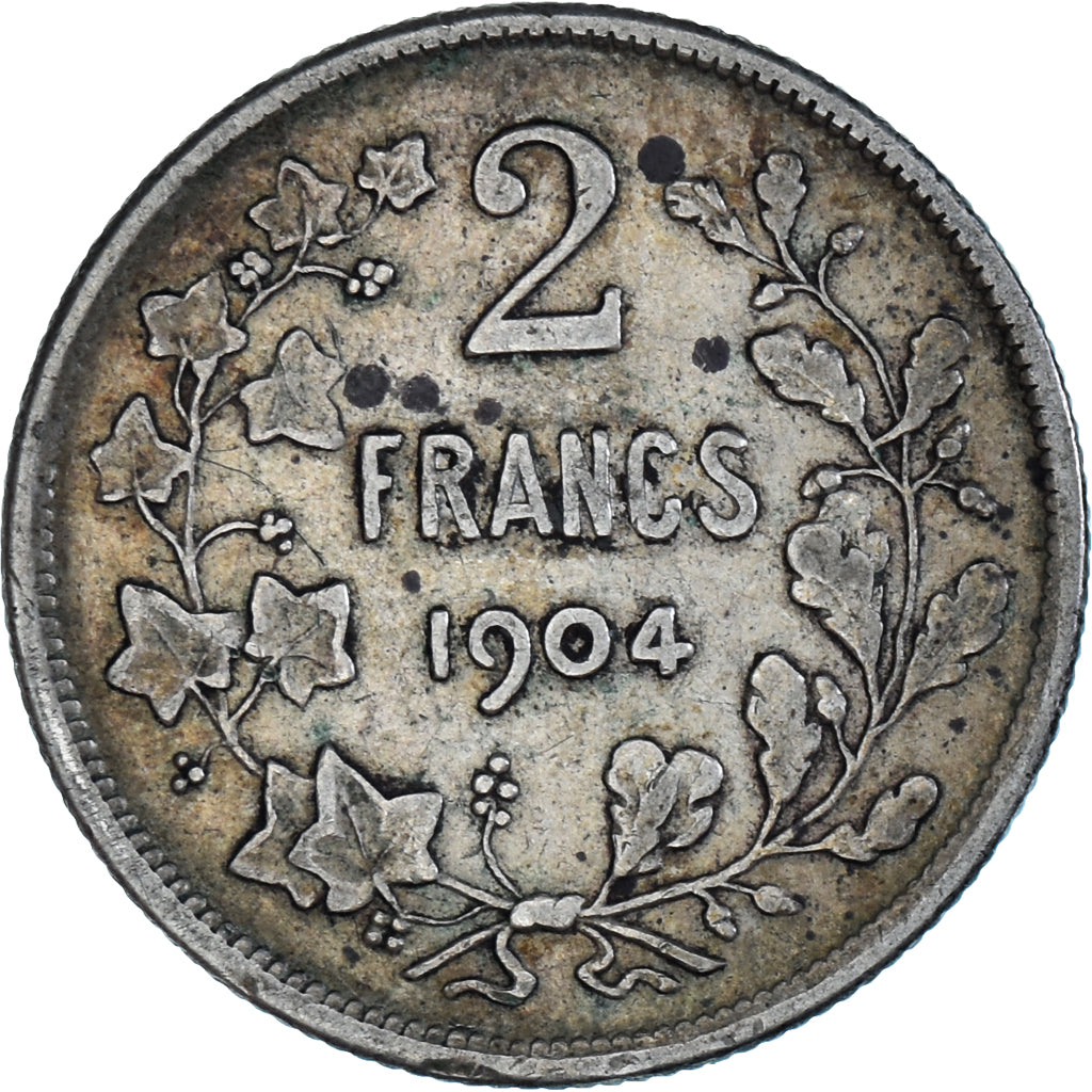 Münze, Belgien, Leopold II, 2 Francs, 2 Frank, 1904, S+, Silber, KM:58.1
