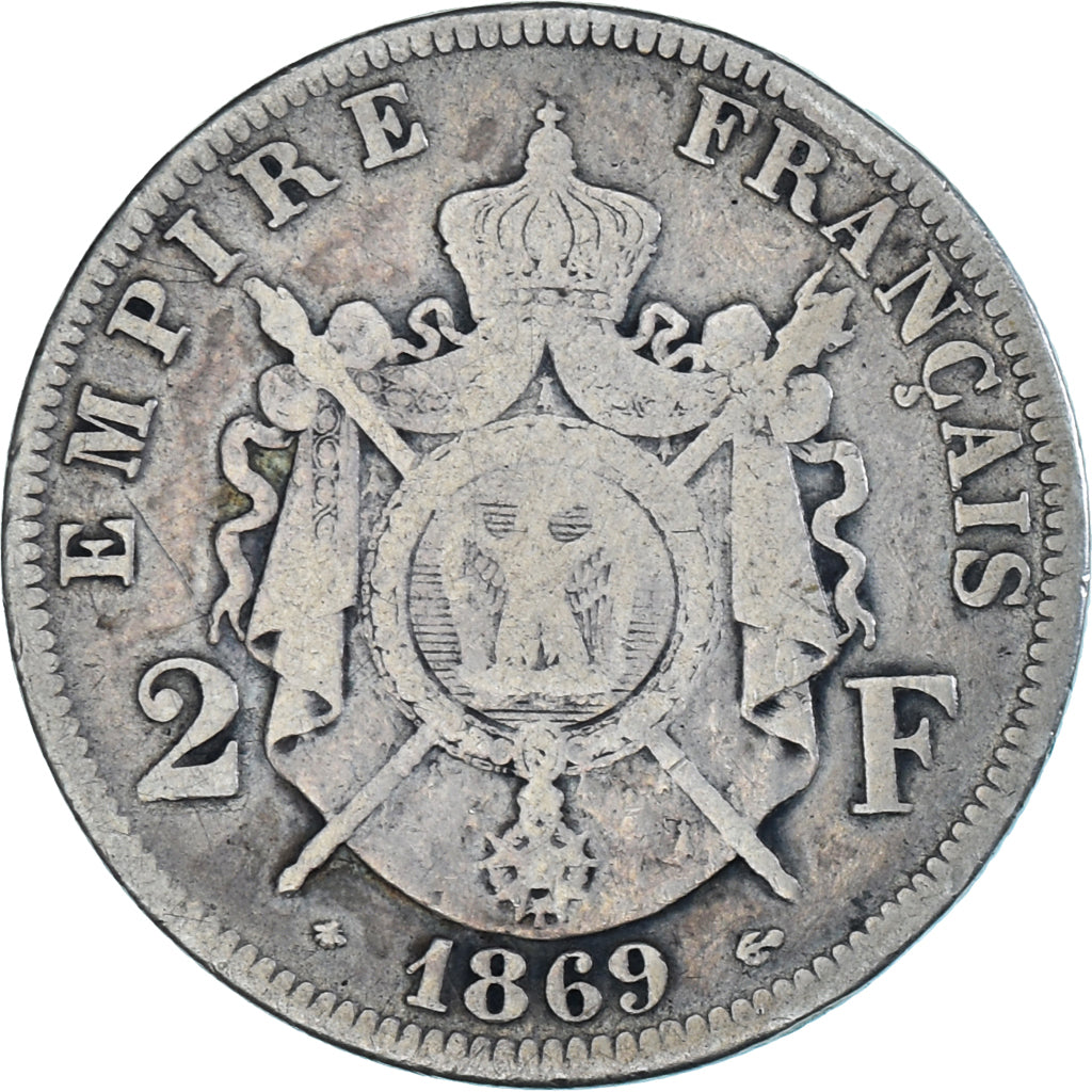 Coin, France, Napoleon III, Napoléon III, 2 Francs, 1869, Paris, F(12-15)