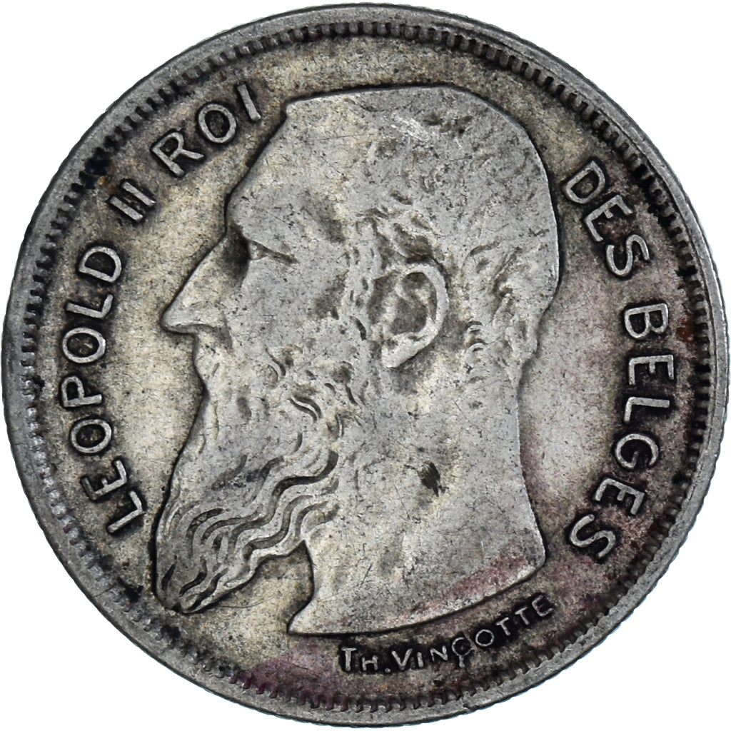 Münze, Belgien, Leopold II, 2 Francs, 2 Frank, 1909, S+, Silber, KM:58.1