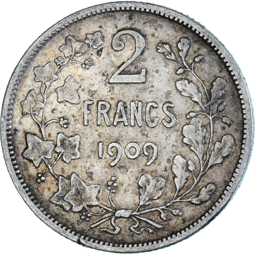 Coin, Belgium, Leopold II, 2 Francs, 2 Frank, 1909, VF(30-35), Silver, KM:58.1