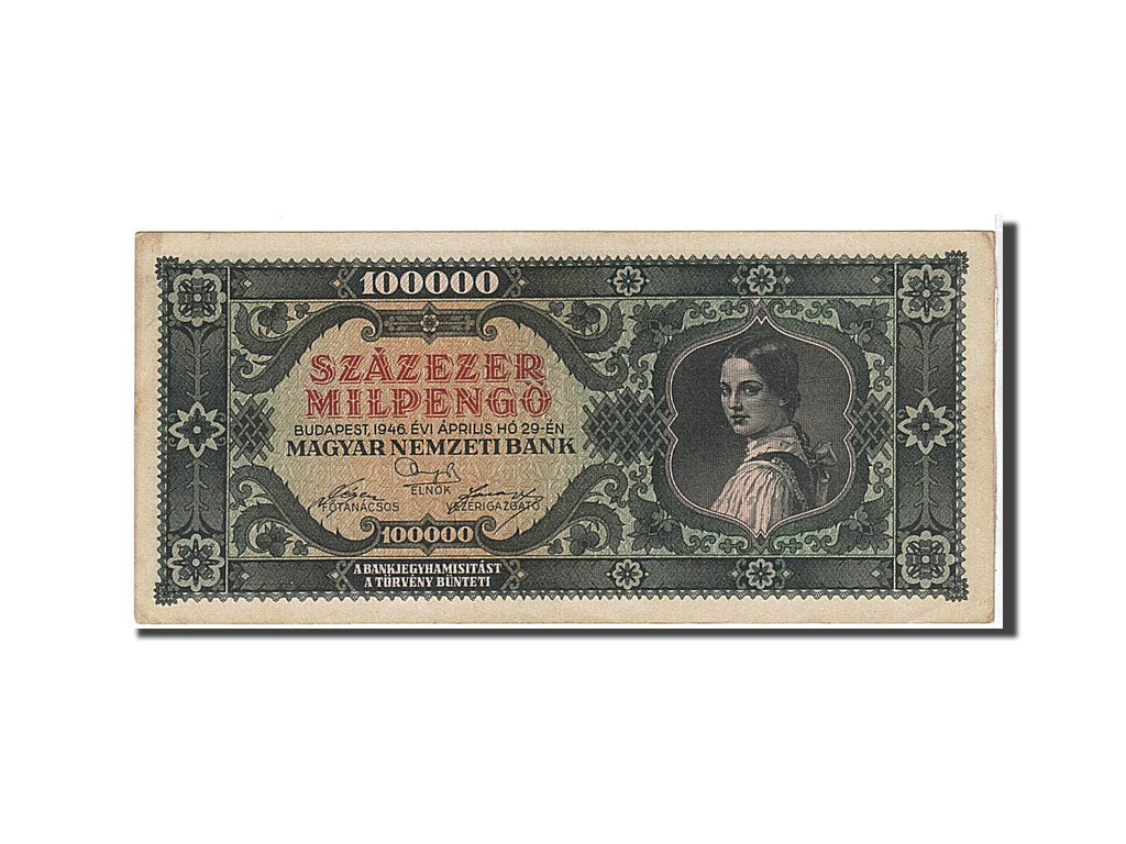 Banknote, Hungary, 100,000 Milpengö, 1946, KM:127, AU(50-53)