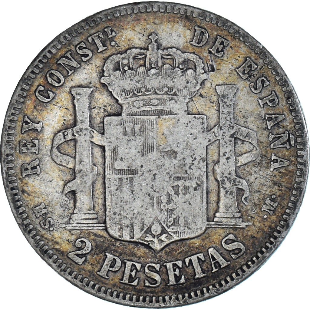 Moeda, Espanha, Alfonso XII, 2 Pesetas, 1882, Madrid, VF(30-35), Prata, KM:678.2