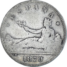 Spain, Provisional Government, 2 Pesetas, 1870, Madrid, VF(20-25), Silver, KM...