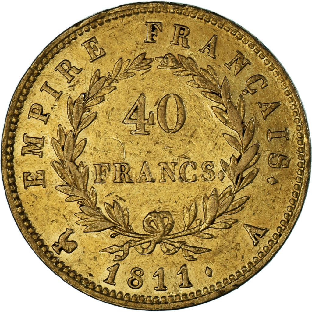 Moneta, Francia, Napoleon I, 40 Francs, 1811, Paris, BB, Oro, KM:696.1