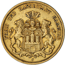 Coin, German States, HAMBURG, 20 Mark, 1877, Hamburg, AU(50-53), Gold, KM:602