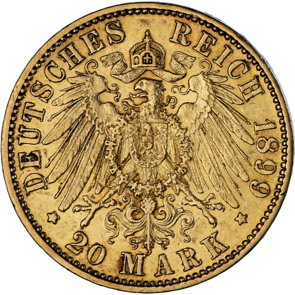 Moneta, Stati tedeschi, PRUSSIA, Wilhelm II, 20 Mark, 1899, Berlin, BB, Oro