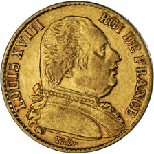 Moneda, Francia, Louis XVIII, 20 Francs, 1814, Paris, MBC, Oro, KM:706.1