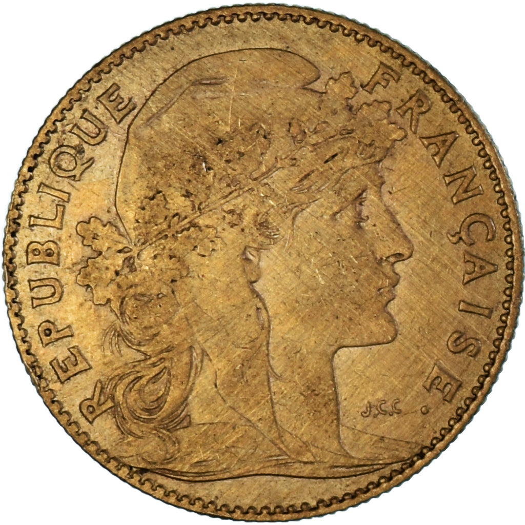 Munten, Frankrijk, Marianne, 10 Francs, 1900, Paris, Coq, ZF+, Goud, KM:846