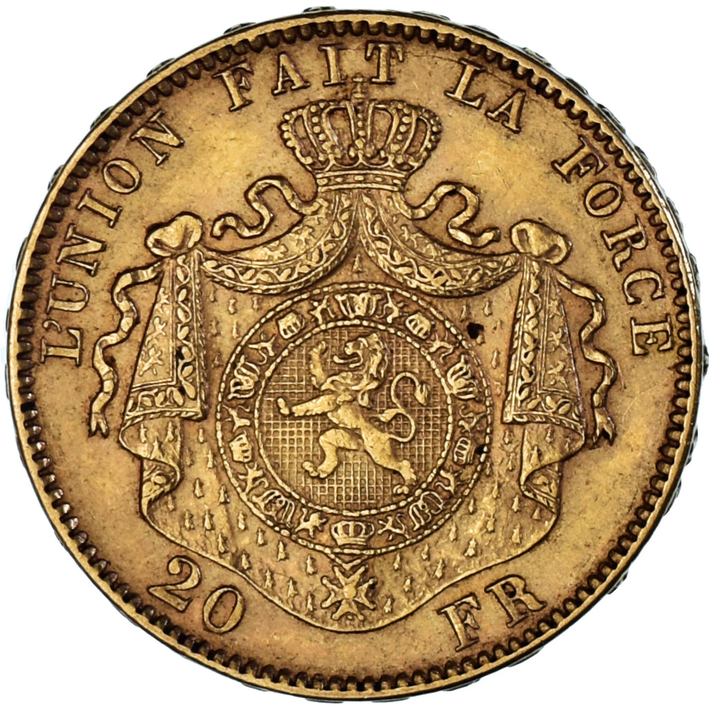 Moneta, Belgio, Leopold II, 20 Francs, 20 Frank, 1877, BB+, Oro, KM:37