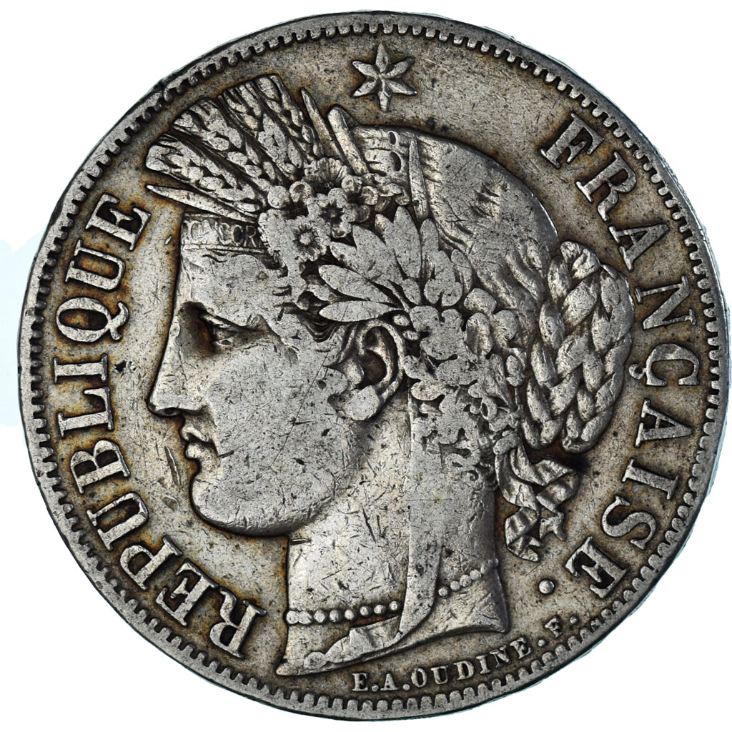 Moneta, Francia, Cérès, 5 Francs, 1849, Paris, MB+, Argento, KM:761.1