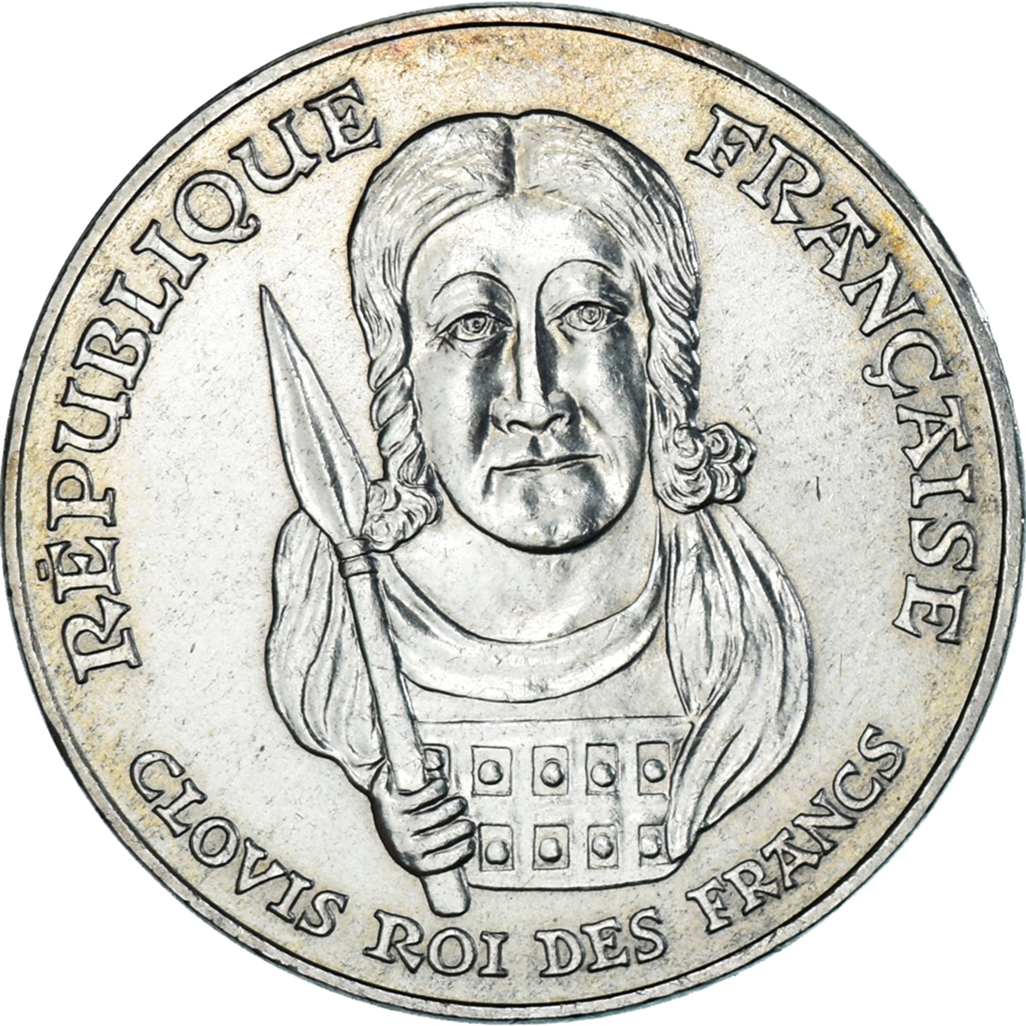 Moneta, Francja, Clovis, 100 Francs, 1996, Paris, AU(55-58), Srebro, KM:1180