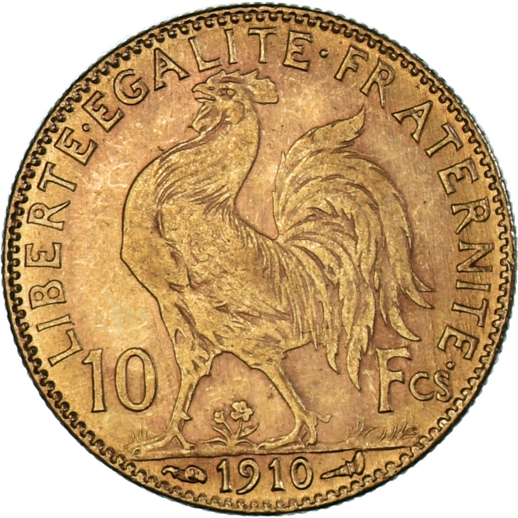 Munten, Frankrijk, Marianne, 10 Francs, 1910, Paris, ZF, Goud, KM:846