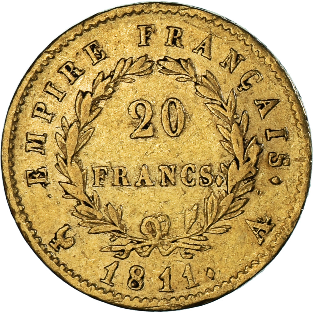 Münze, Frankreich, Napoléon I, 20 Francs, 1811, Paris, SS+, Gold, KM:695.1