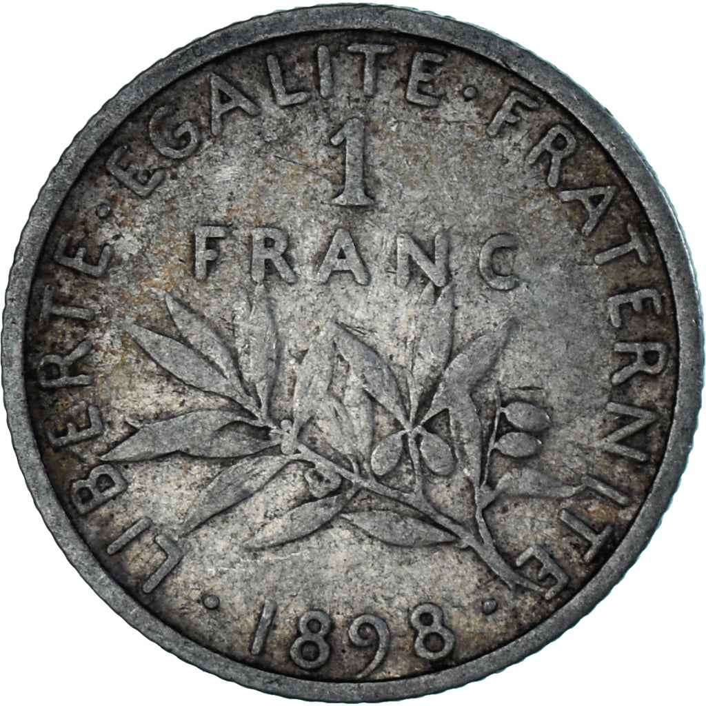 Moeda, França, Semeuse, Franc, 1898, Paris, VF(30-35), Prata, KM:844.1, Le