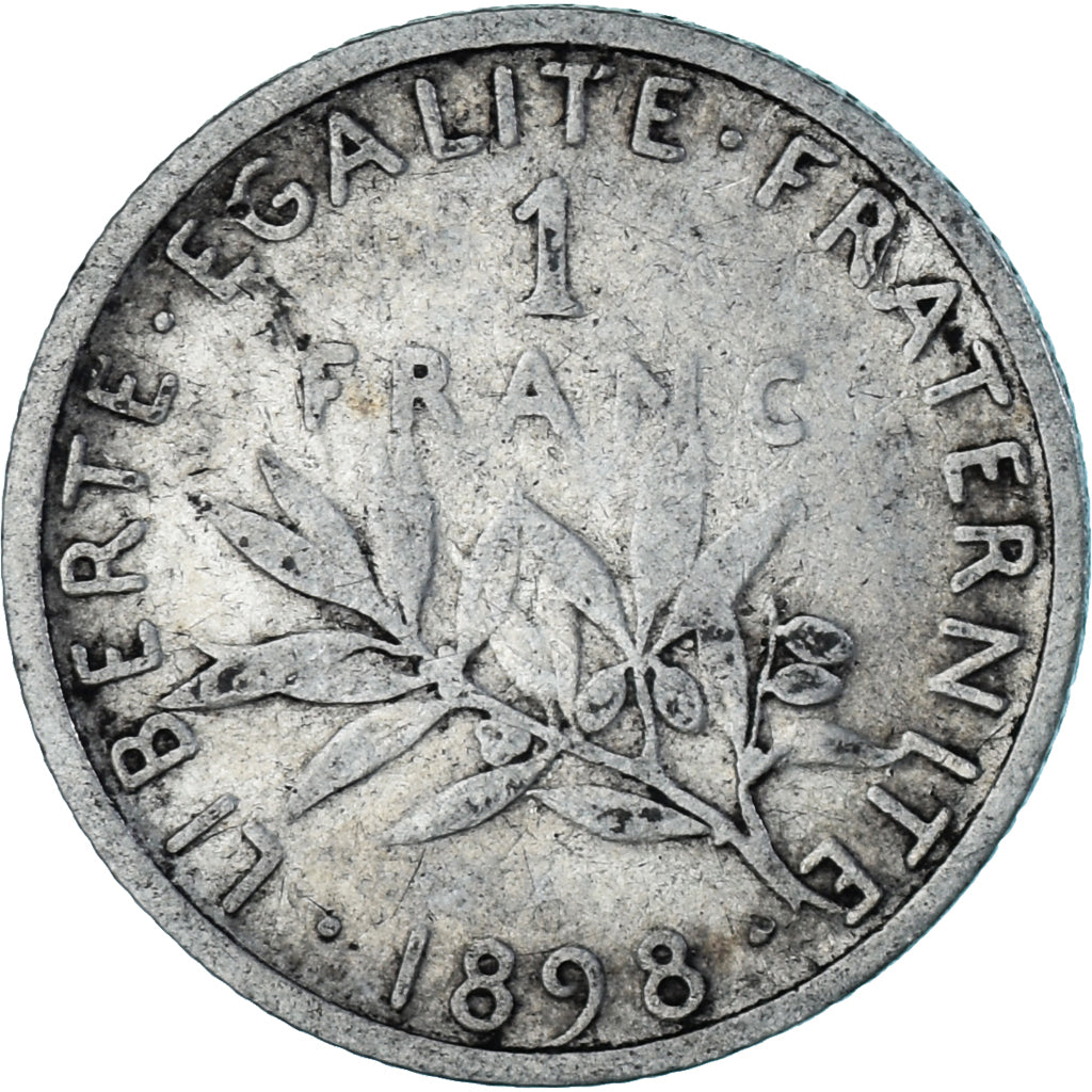 Moeda, França, Semeuse, Franc, 1898, Paris, VF(20-25), Prata, KM:844.1