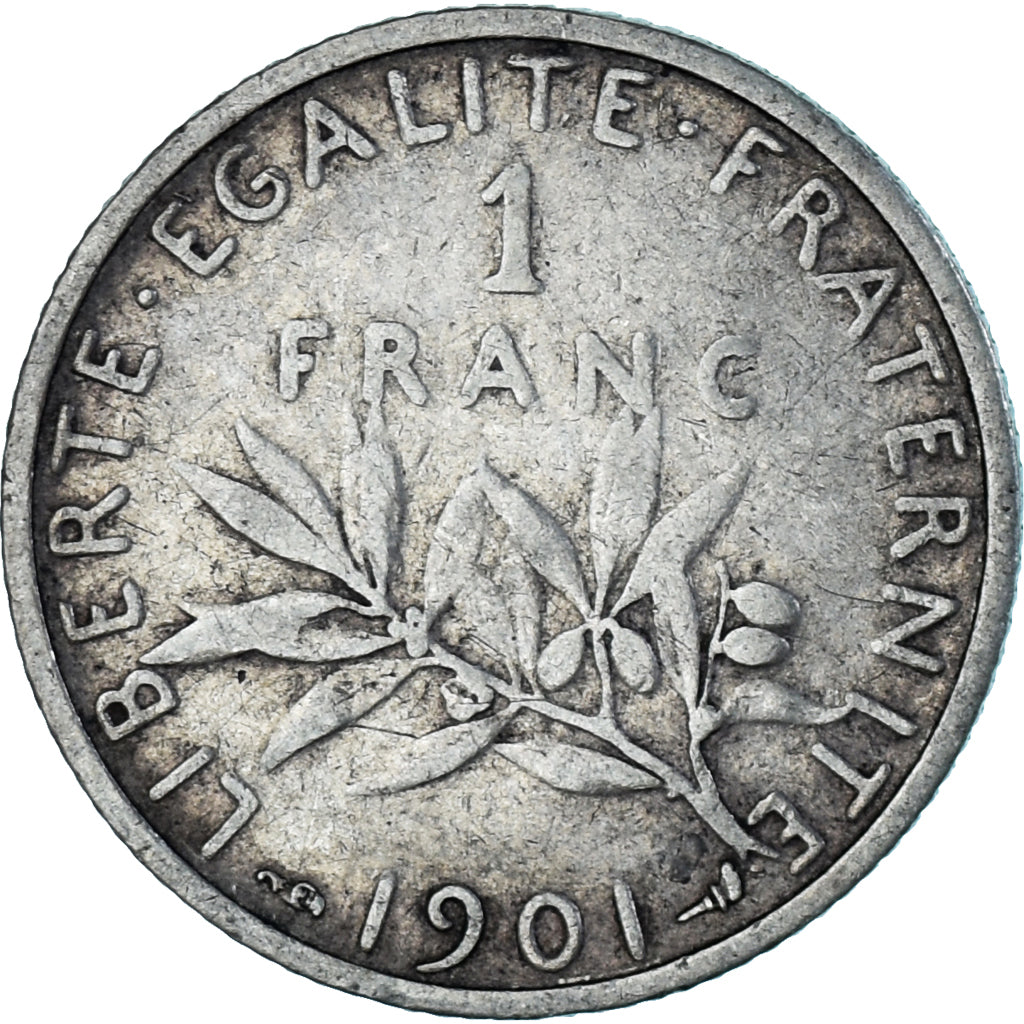 Moeda, França, Semeuse, Franc, 1901, Paris, EF(40-45), Prata, KM:844.1
