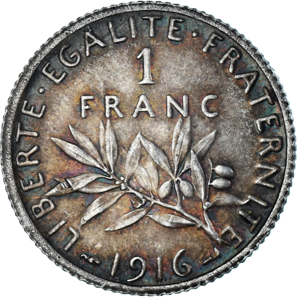 Coin, France, Semeuse, Franc, 1916, Paris, MS(60-62), Silver, KM:844.1