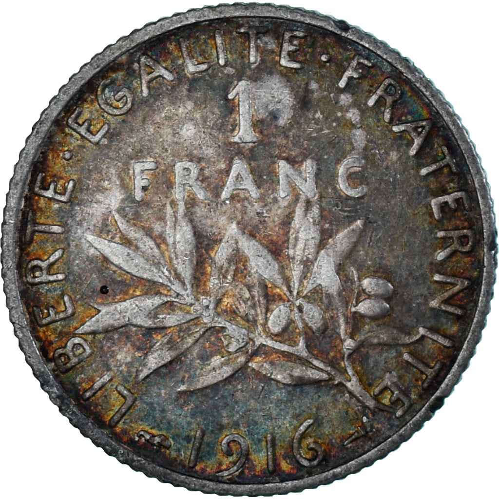 Moeda, França, Semeuse, Franc, 1916, Paris, EF(40-45), Prata, KM:844.1