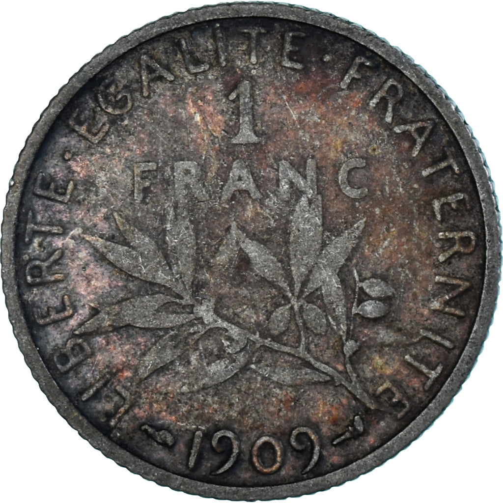 Coin, France, Semeuse, Franc, 1909, Paris, VF(30-35), Silver, KM:844.1