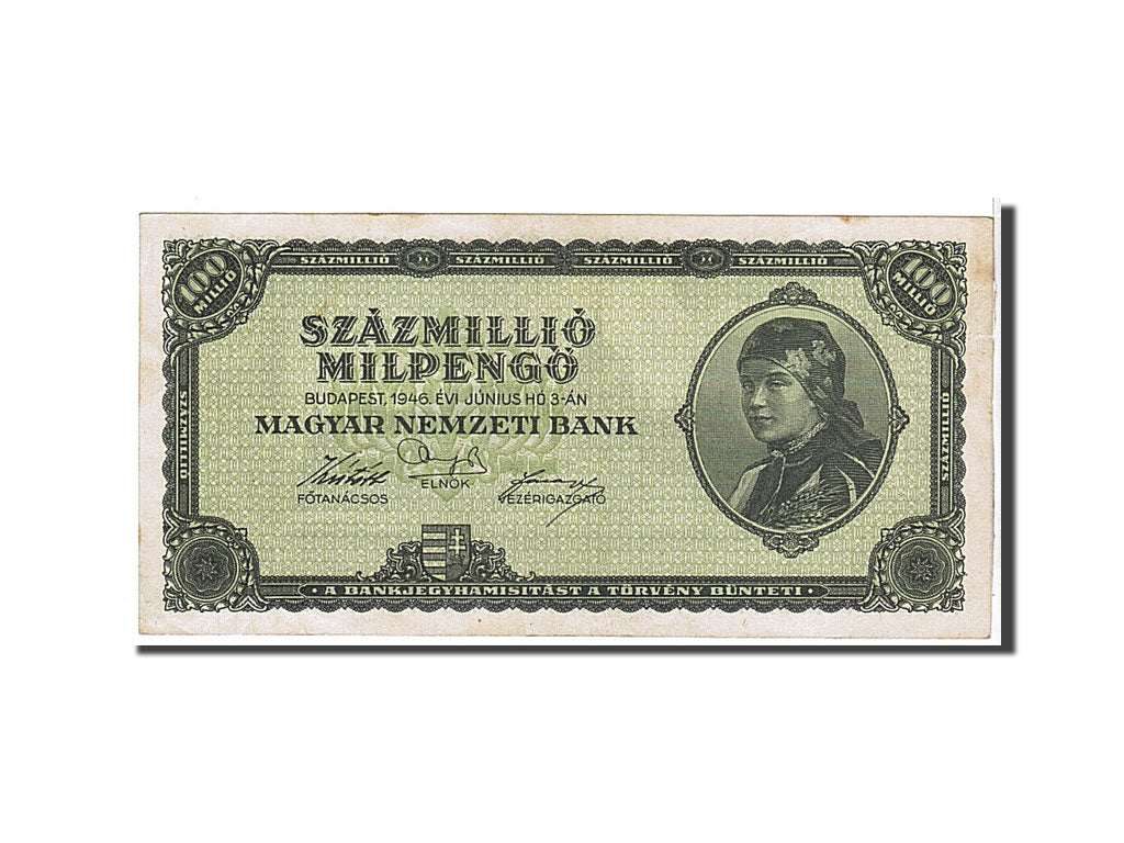 Hungary, 100 Million Milpengö, 1946, KM #130, EF(40-45)