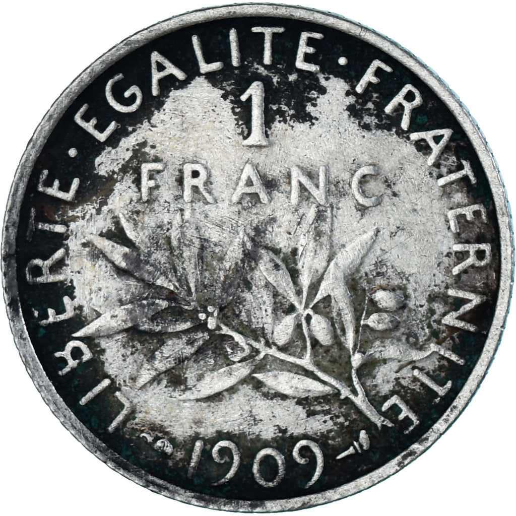 Coin, France, Semeuse, Franc, 1909, Paris, EF(40-45), Silver, KM:844.1
