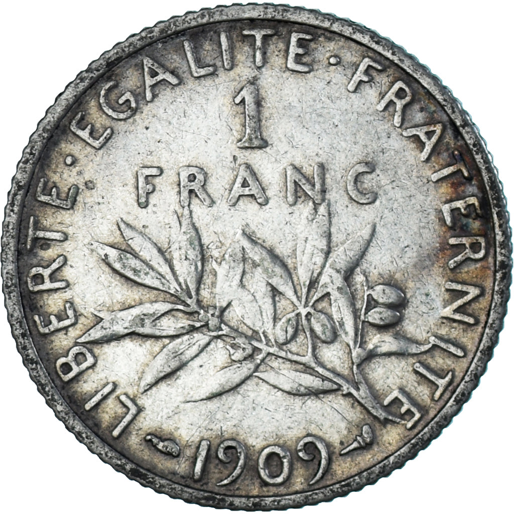 Coin, France, Semeuse, Franc, 1909, Paris, AU(50-53), Silver, KM:844.1