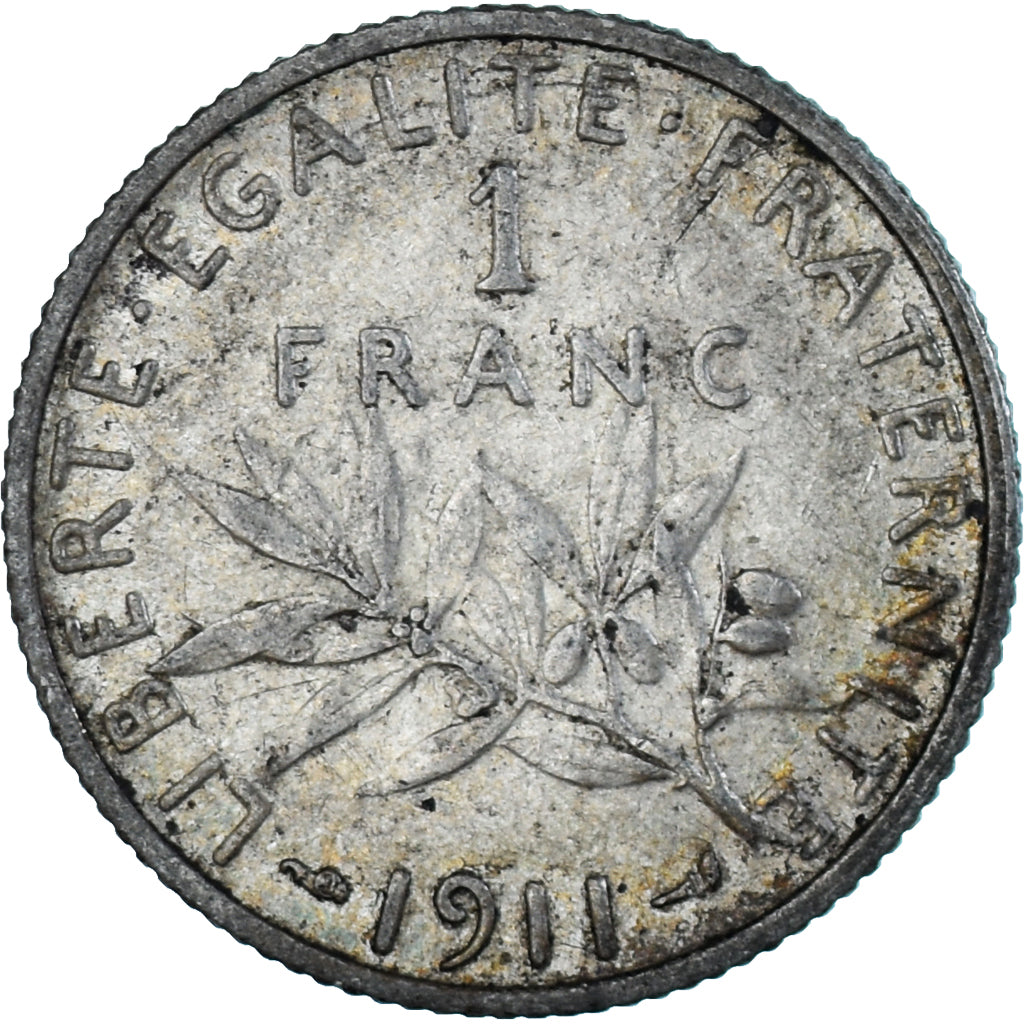 Coin, France, Semeuse, Franc, 1911, Paris, VF(30-35), Silver, KM:844.1
