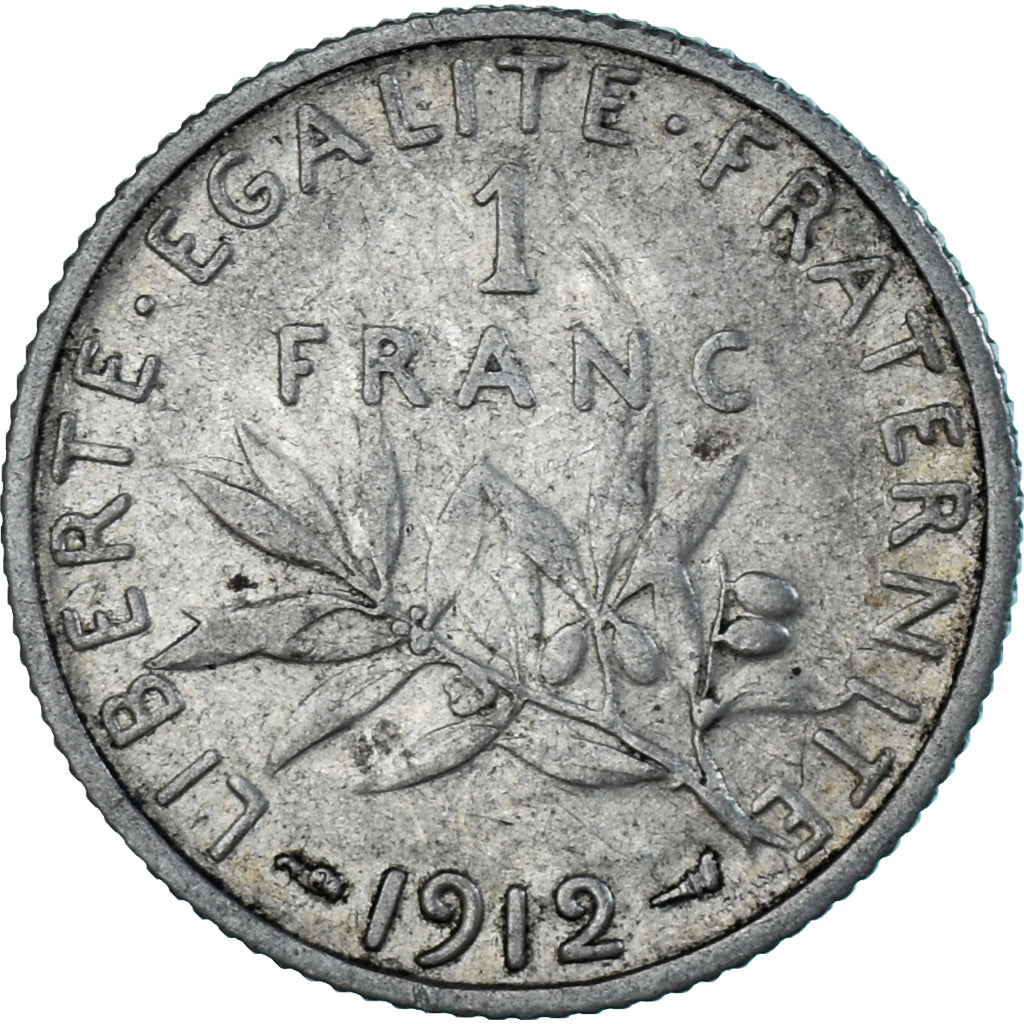 France, Semeuse, Franc, 1912, Paris, EF(40-45), Silver, KM:844.1