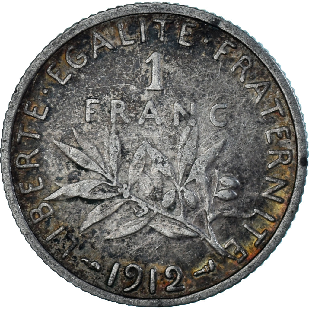 Francia, Semeuse, Franc, 1912, Paris, BB, Argento, KM:844.1