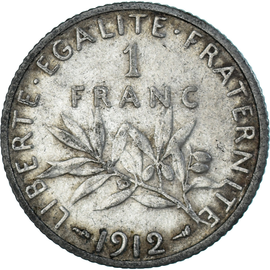 Francia, Semeuse, Franc, 1912, Paris, BB, Argento, KM:844.1