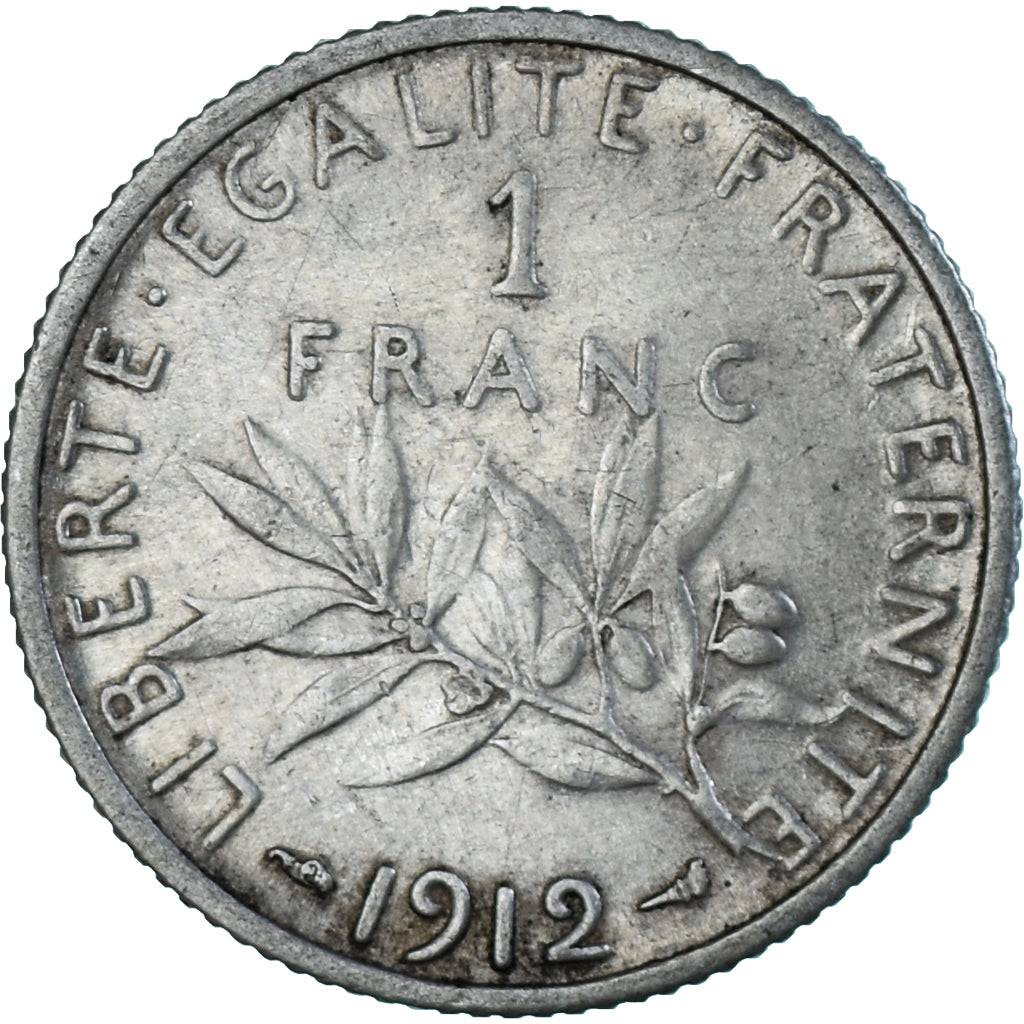 Francia, Semeuse, Franc, 1912, Paris, BB, Argento, KM:844.1