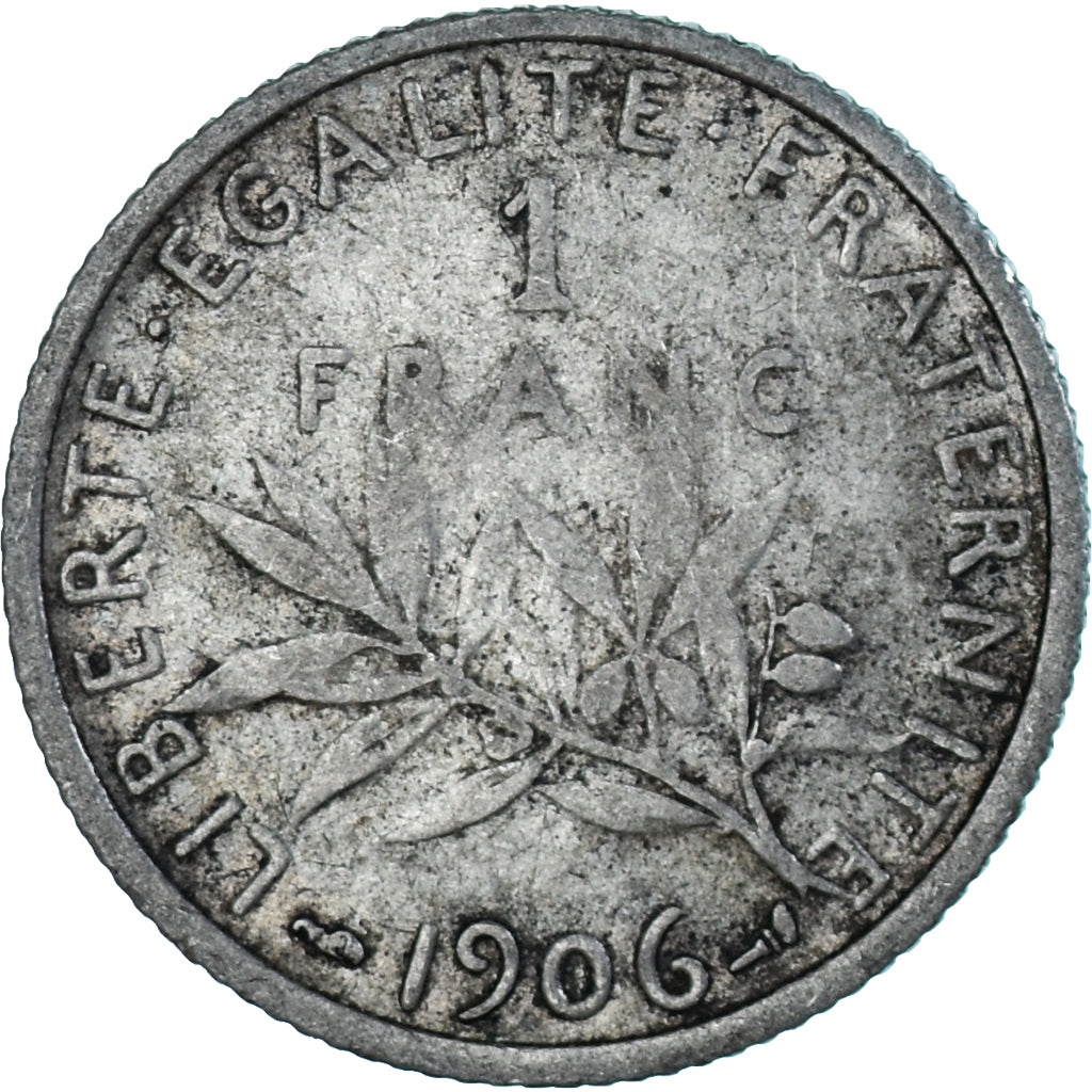 Moneda, Francia, Semeuse, Franc, 1906, BC+, Plata, Gadoury:467