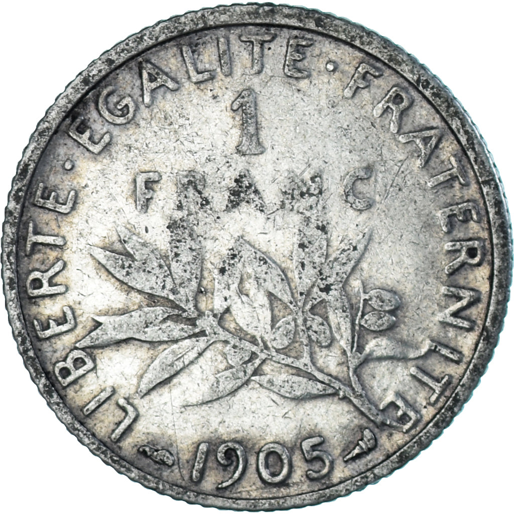 Moneta, Francia, Semeuse, Franc, 1905, Paris, BB, Argento, KM:844.1, Gadoury:427