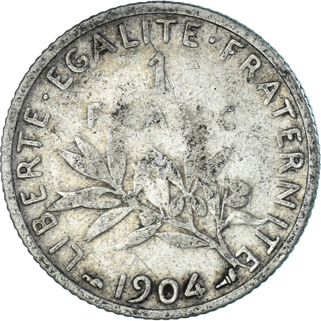 Moneta, Francia, Semeuse, Franc, 1904, Paris, MB+, Argento, KM:844.1