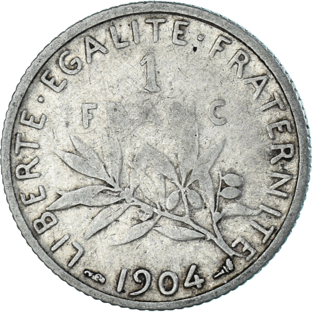 Moneta, Francia, Semeuse, Franc, 1904, Paris, MB+, Argento, KM:844.1