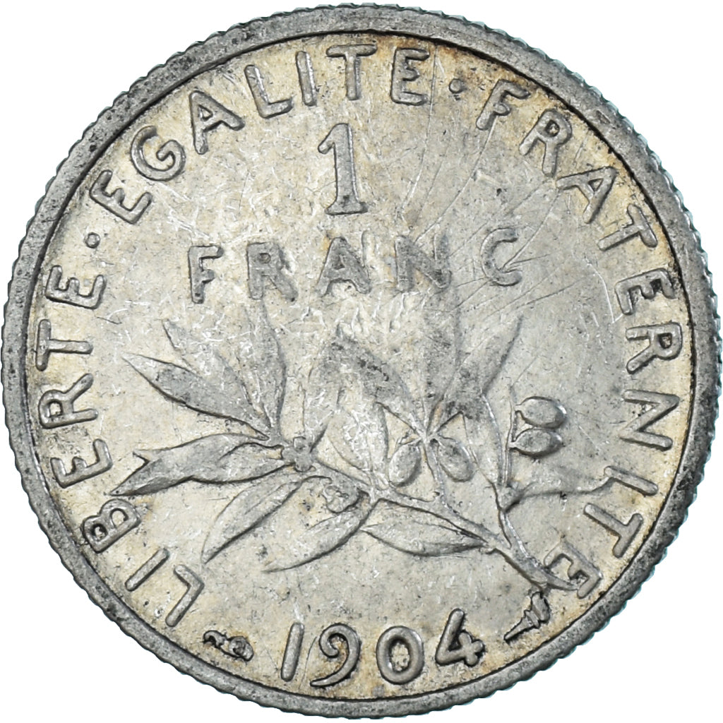Moneta, Francia, Semeuse, Franc, 1904, Paris, MB+, Argento, KM:844.1