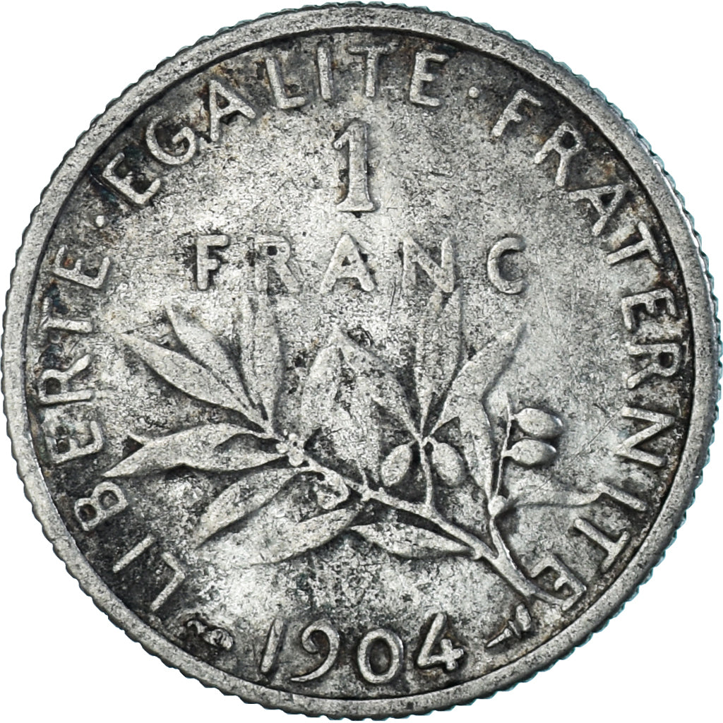 Moneta, Francia, Semeuse, Franc, 1904, Paris, MB+, Argento, KM:844.1