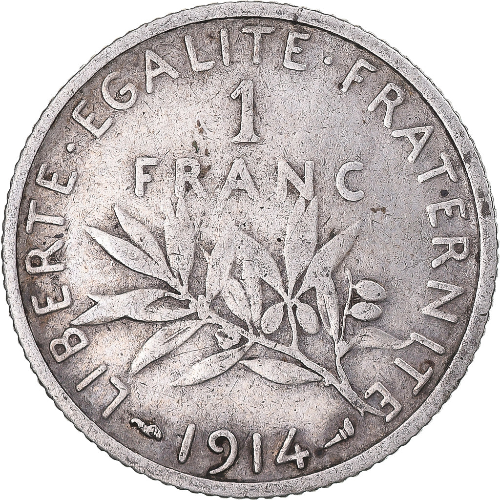 Moneta, Francia, Semeuse, Franc, 1914, Paris, BB, Argento, KM:844.1, Gadoury:467