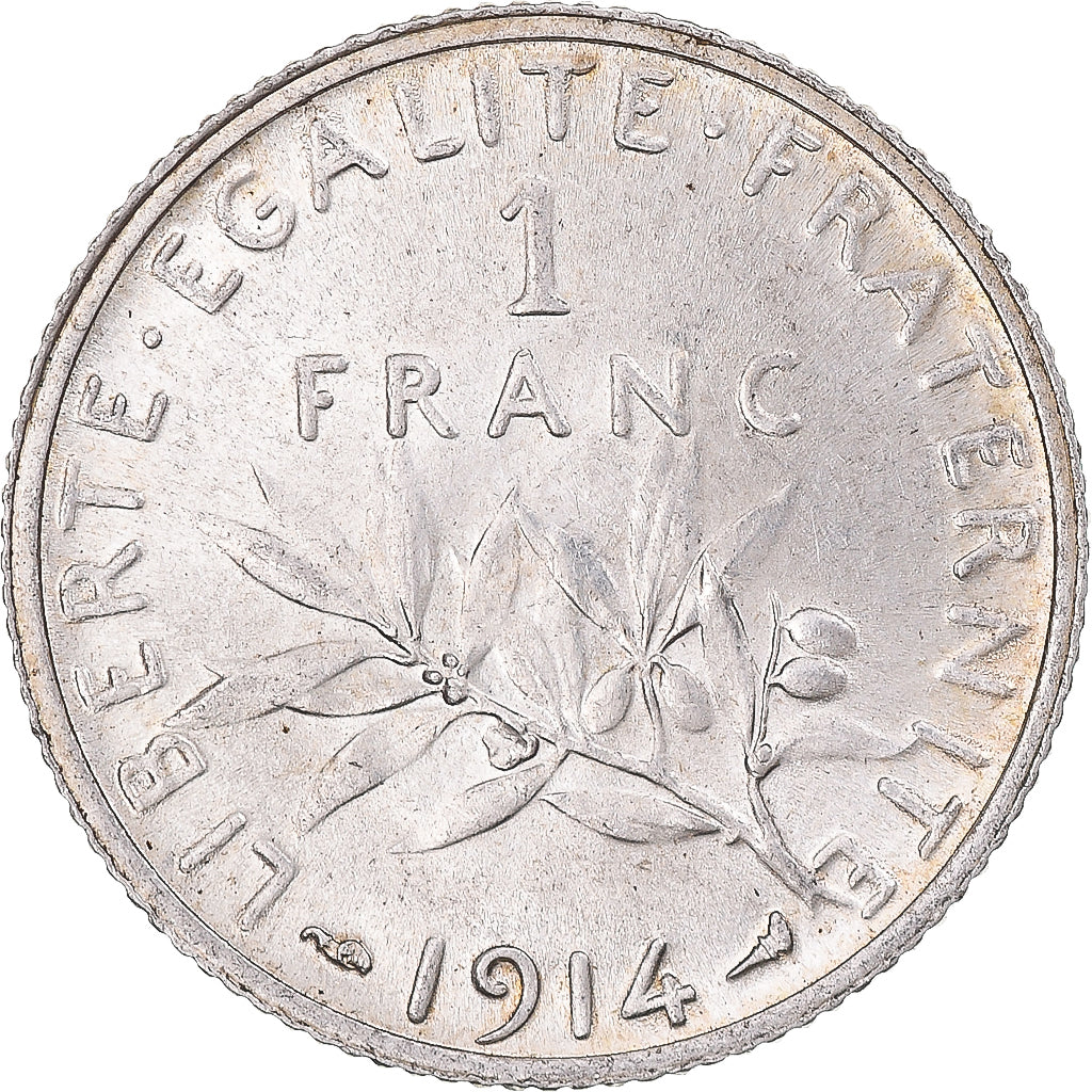 Coin, France, Semeuse, Franc, 1914, Paris, AU(55-58), Silver, KM:844.1