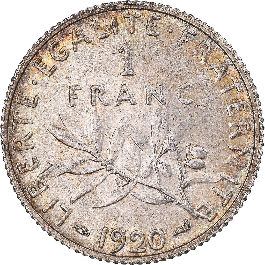 Coin, France, Semeuse, Franc, 1920, Paris, AU(55-58), Silver, KM:844.1