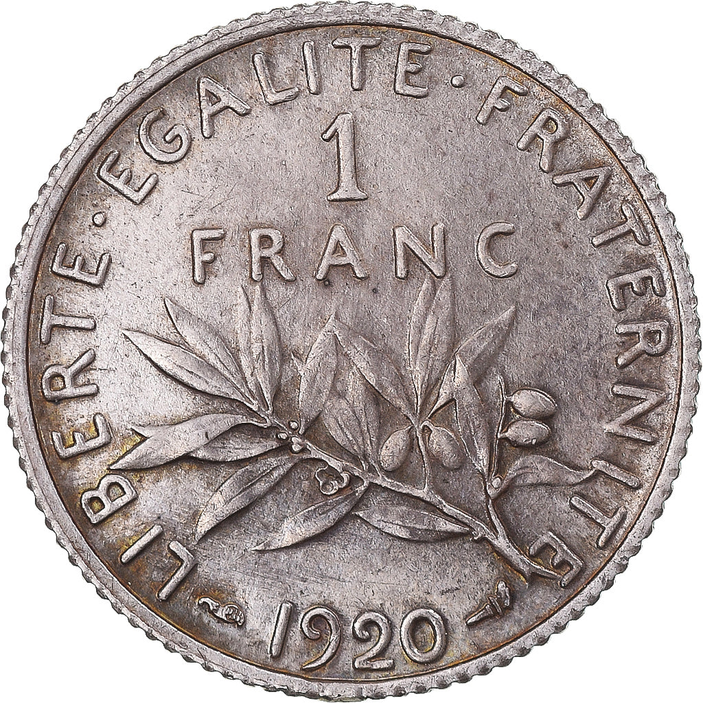 Coin, France, Semeuse, Franc, 1920, Paris, AU(55-58), Silver, KM:844.1
