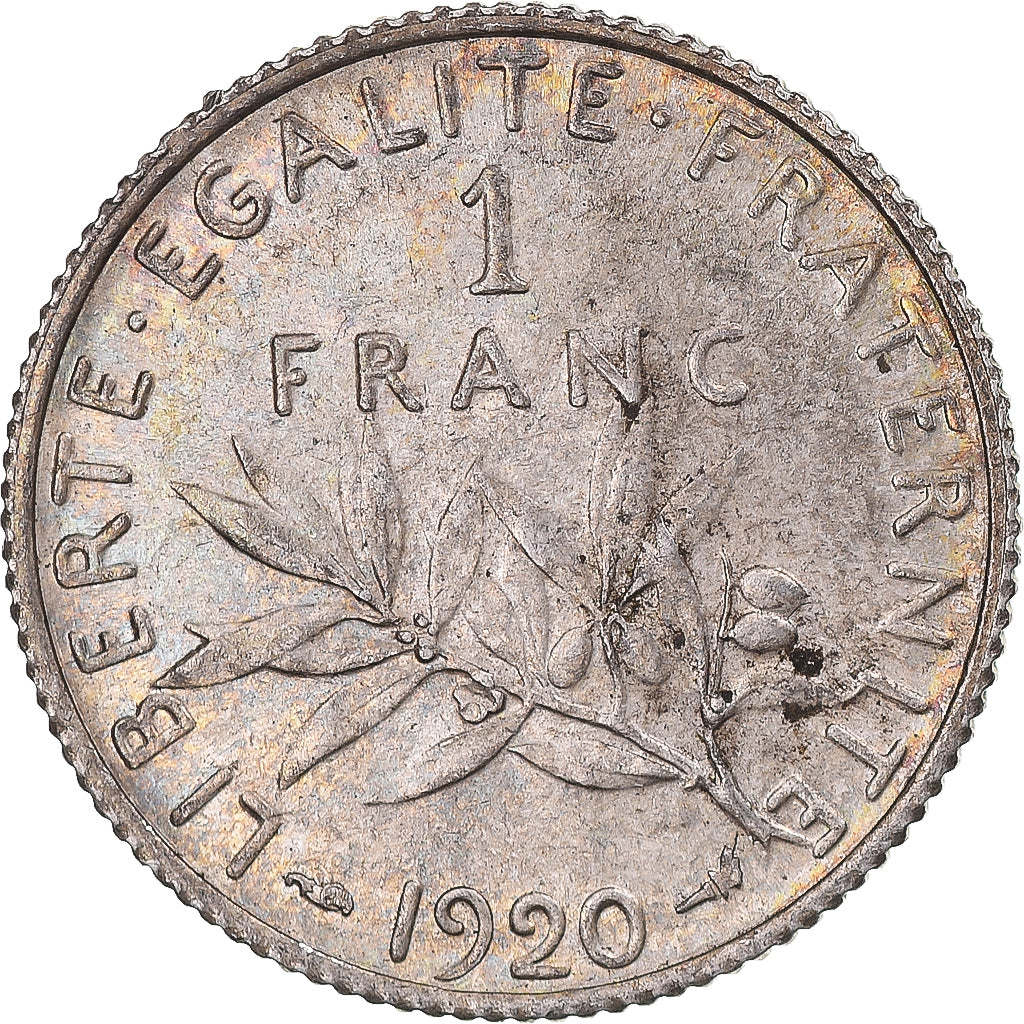 Coin, France, Semeuse, Franc, 1920, Paris, AU(55-58), Silver, KM:844.1