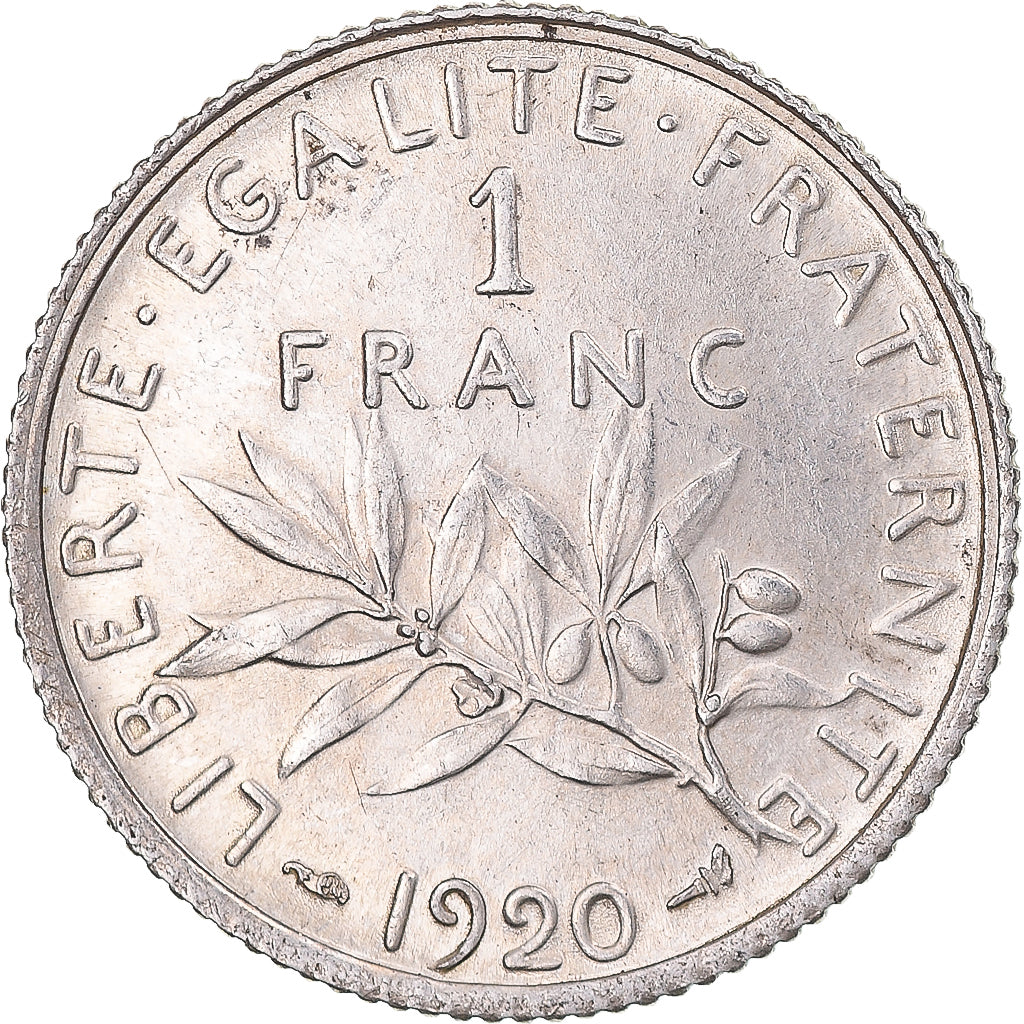 Moneda, Francia, Semeuse, Franc, 1920, Paris, EBC+, Plata, KM:844.1, Gadoury:467