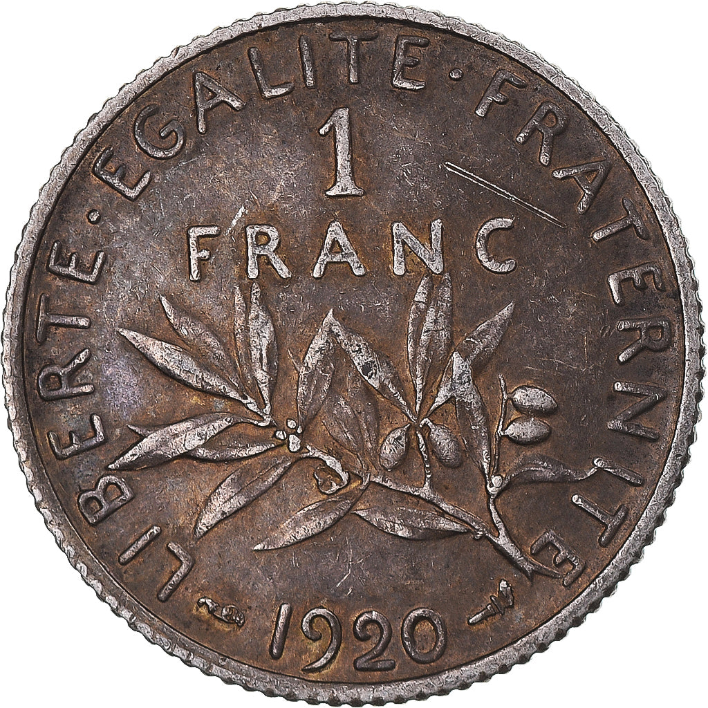 Moneda, Francia, Semeuse, Franc, 1920, Paris, MBC, Plata, KM:844.1, Gadoury:467