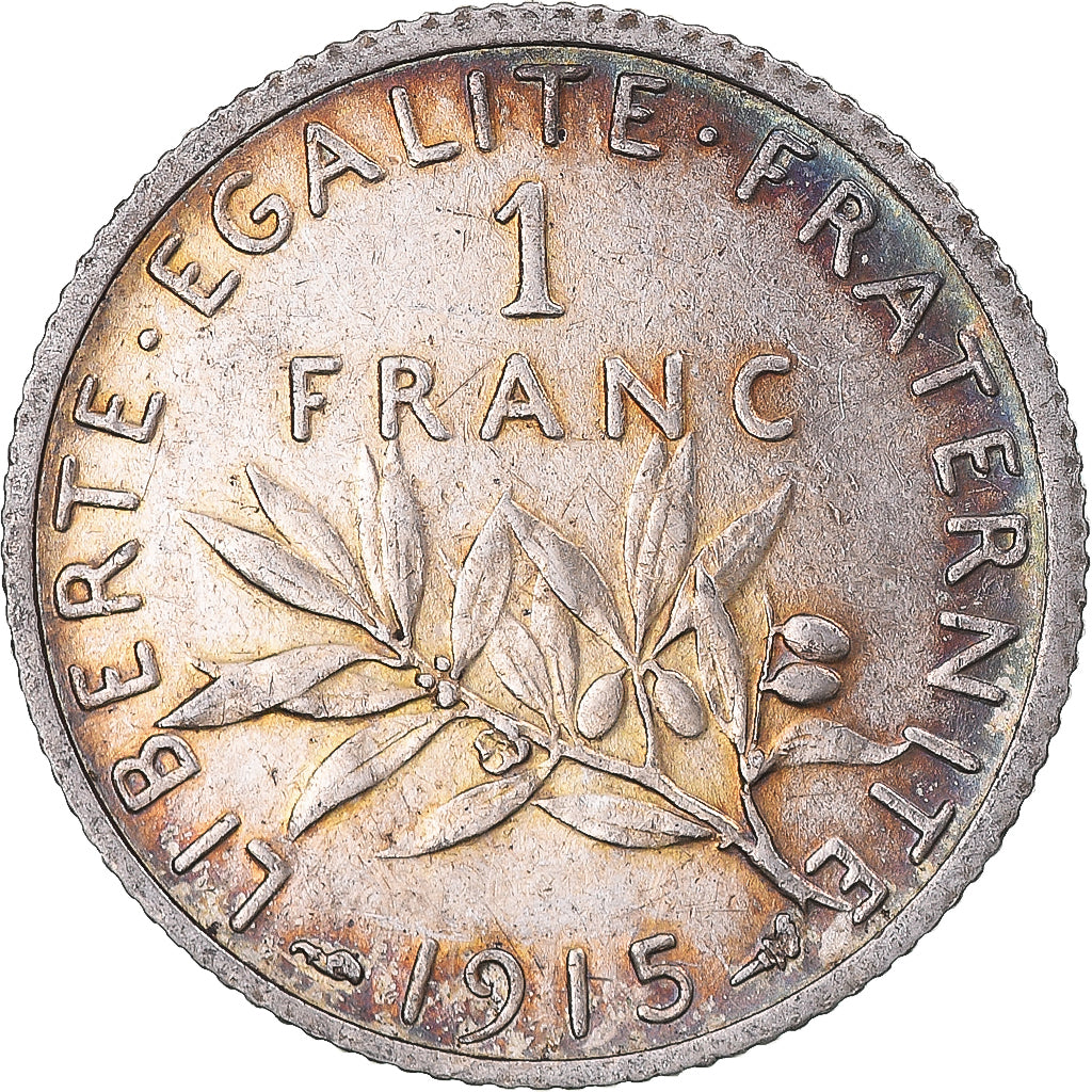 Coin, France, Semeuse, Franc, 1915, Paris, MS(60-62), Silver, KM:844.1