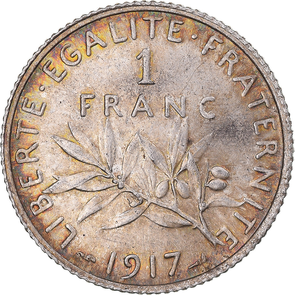 Moneta, Francia, Semeuse, Franc, 1917, Paris, SPL, Argento, KM:844.1